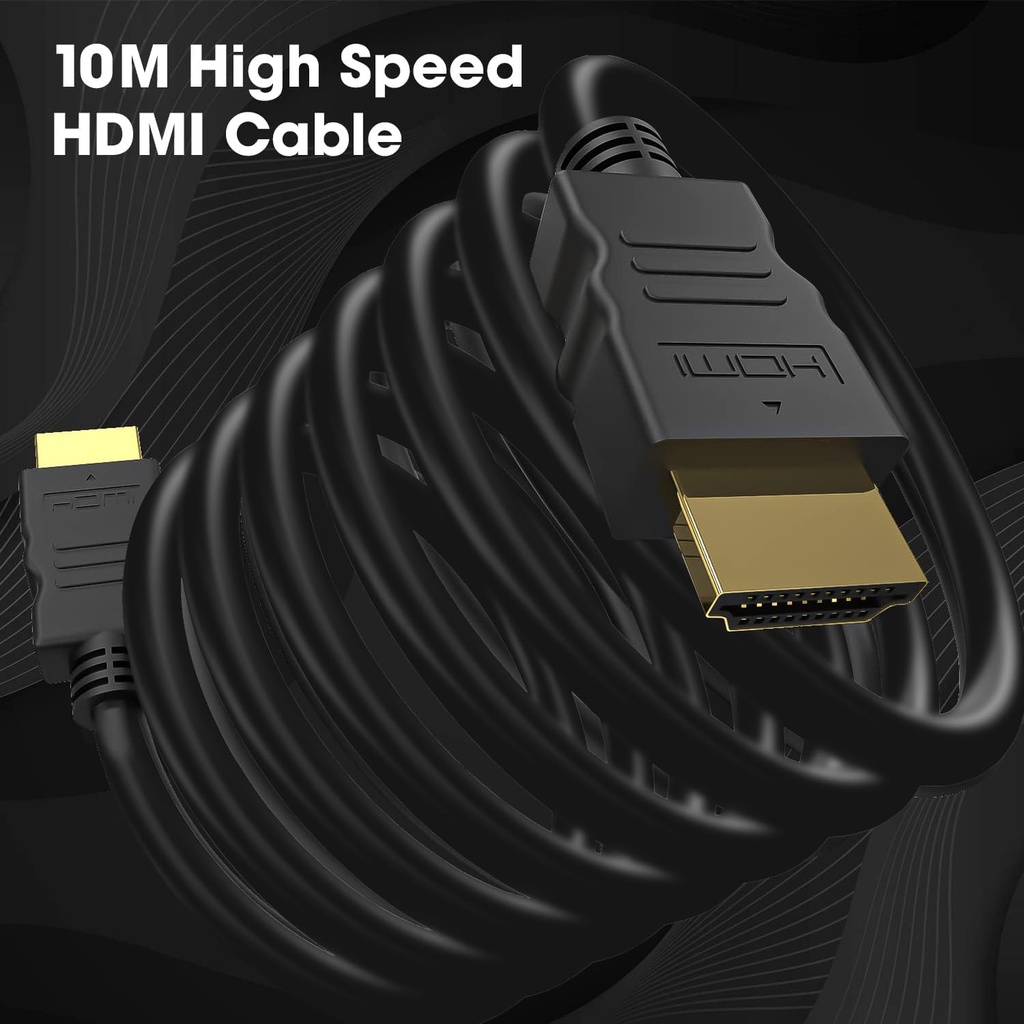 10 Meter High-Speed HDMI Cable - Hdmi Arc Enabled | 64 Gbps | 4K 120Hz | 1080P 240Hz | Strong & Durable | Supports Up To 32 Audio Channels | Gold Plated | 10 Meter, Black (Pack of 1)