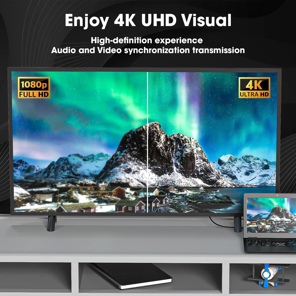 10 Meter High-Speed HDMI Cable - Hdmi Arc Enabled | 64 Gbps | 4K 120Hz | 1080P 240Hz | Strong & Durable | Supports Up To 32 Audio Channels | Gold Plated | 10 Meter, Black (Pack of 1)